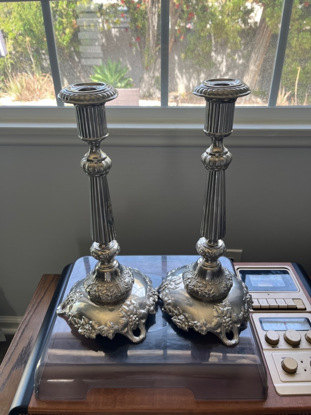 Silver-Tone Ornate Decorative Candlestick tops a bit bent vintage! - Picture 1 of 5